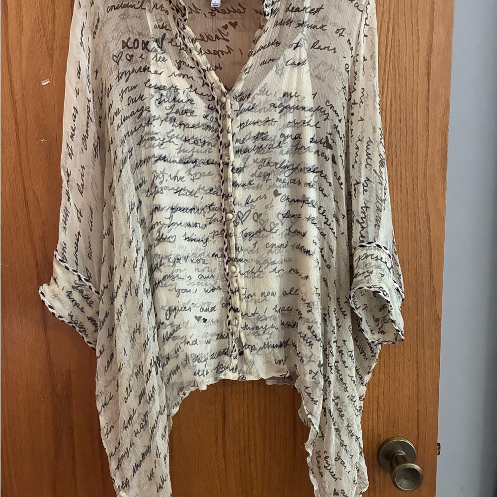 Johnny Was Cream Script Blouse - image 1